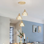 Contemporary Nordic Diamond Iron Fabric 3 - Light Pendant Light For Dining Room