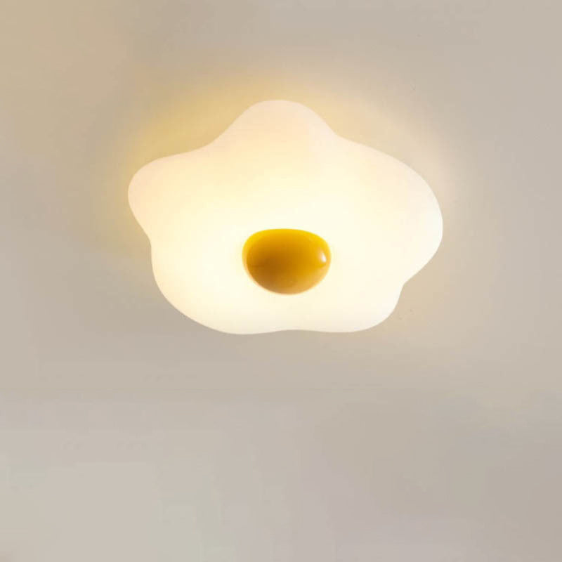 Contemporary Creative Fried Egg Rotational Molding Iron LED Flush Mount Ceiling Light For Living Room Lumendat