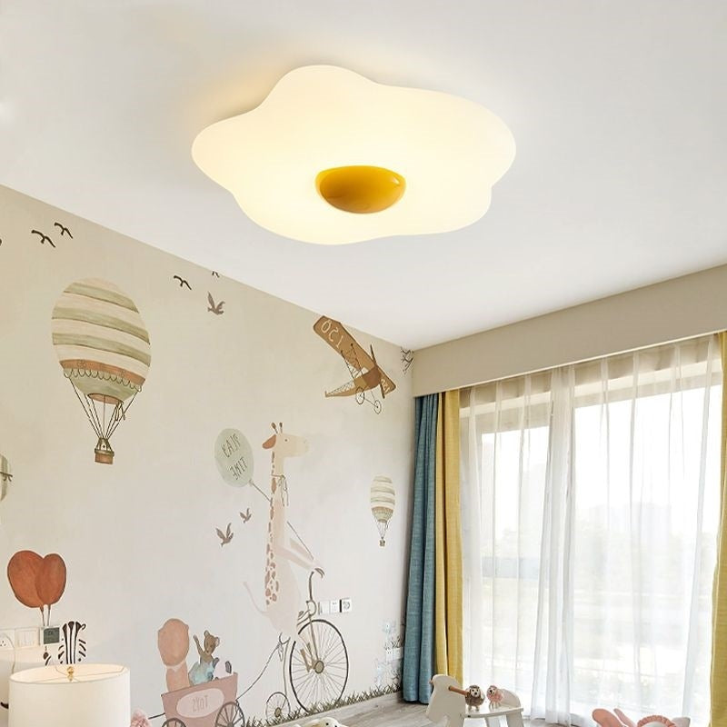 Contemporary Creative Fried Egg Rotational Molding Iron LED Flush Mount Ceiling Light For Living Room Lumendat
