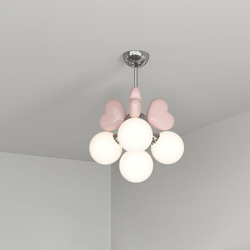 Contemporary Nordic Cream Heart Shape Resin Metal Pe 4/6 - Light Chandelier for Living Room BulbSquare