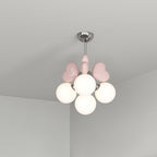 Contemporary Nordic Cream Heart Shape Resin Metal Pe 4/6 - Light Chandelier for Living Room BulbSquare