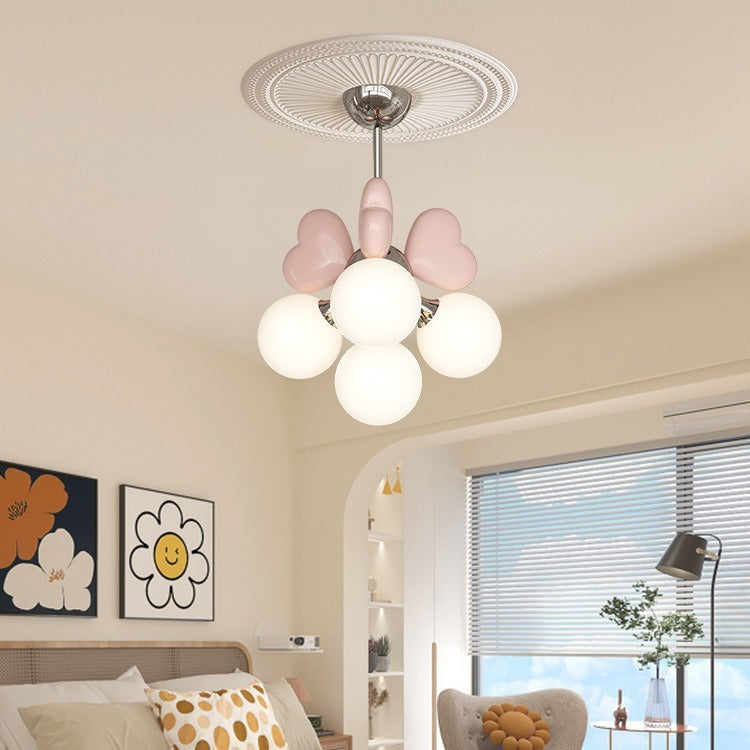 Contemporary Nordic Cream Heart Shape Resin Metal Pe 4/6 - Light Chandelier for Living Room