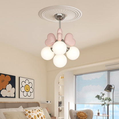 Contemporary Nordic Cream Heart Shape Resin Metal Pe 4/6 - Light Chandelier for Living Room