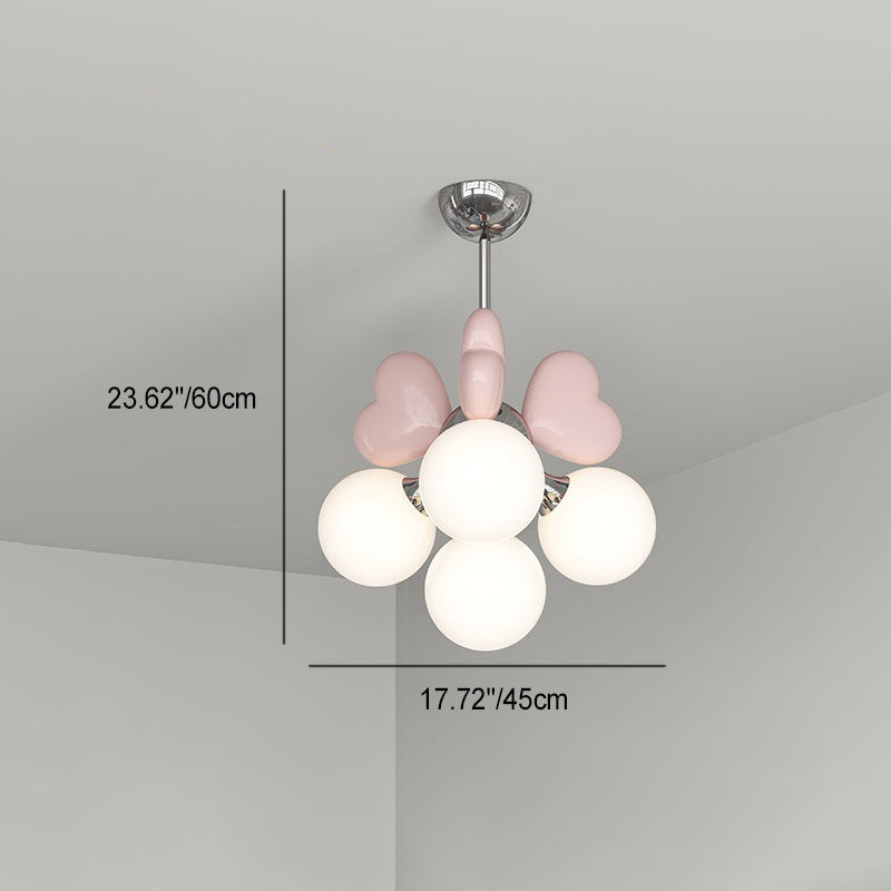 Contemporary Nordic Cream Heart Shape Resin Metal Pe 4/6 - Light Chandelier for Living Room BulbSquare