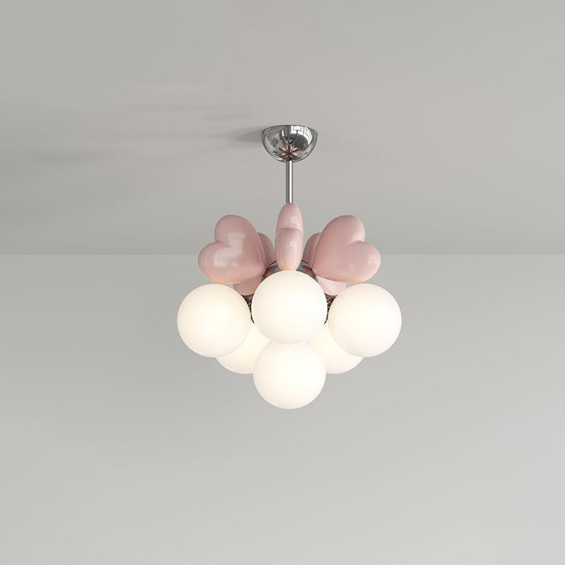Contemporary Nordic Cream Heart Shape Resin Metal Pe 4/6 - Light Chandelier for Living Room BulbSquare
