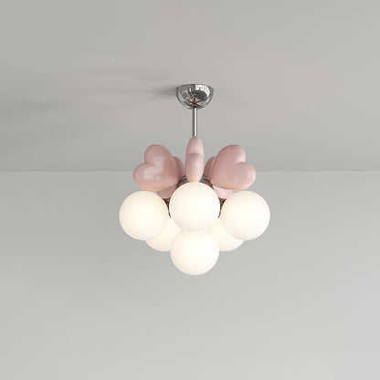 Contemporary Nordic Cream Heart Shape Resin Metal Pe 4/6 - Light Chandelier for Living Room