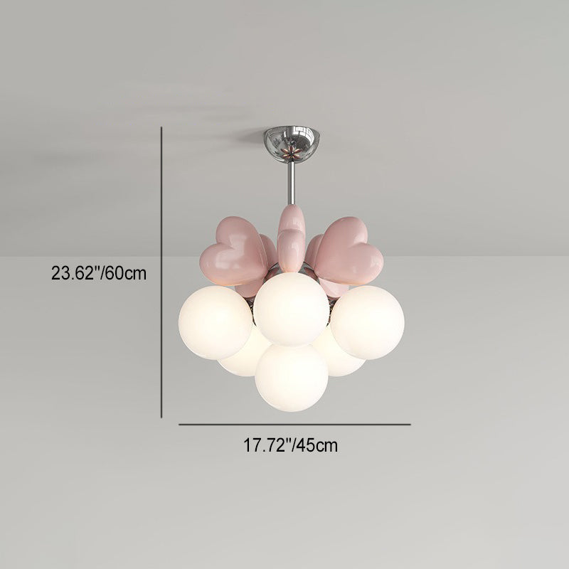 Contemporary Nordic Cream Heart Shape Resin Metal Pe 4/6 - Light Chandelier for Living Room BulbSquare