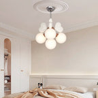 Contemporary Nordic Cream Heart Shape Resin Metal Pe 4/6 - Light Chandelier for Living Room BulbSquare