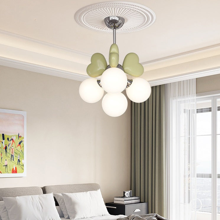 Contemporary Nordic Cream Heart Shape Resin Metal Pe 4/6 - Light Chandelier for Living Room BulbSquare