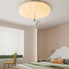 Contemporary Nordic Cream Bear PE Hardware LED Flush Mount Ceiling Light For Bedroom