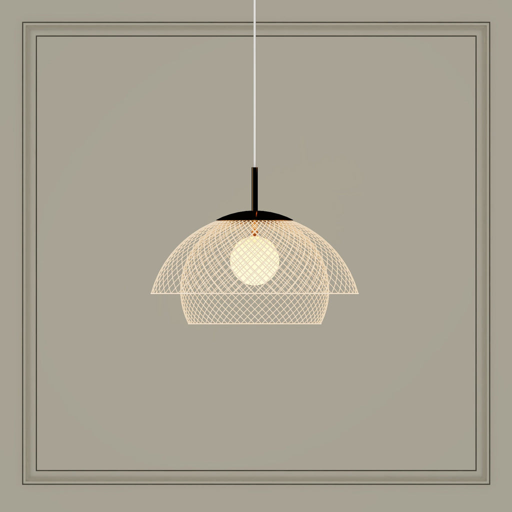 Traditional Japanese Rattan Net Hardware 1 - Light Pendant Light For Dining Room