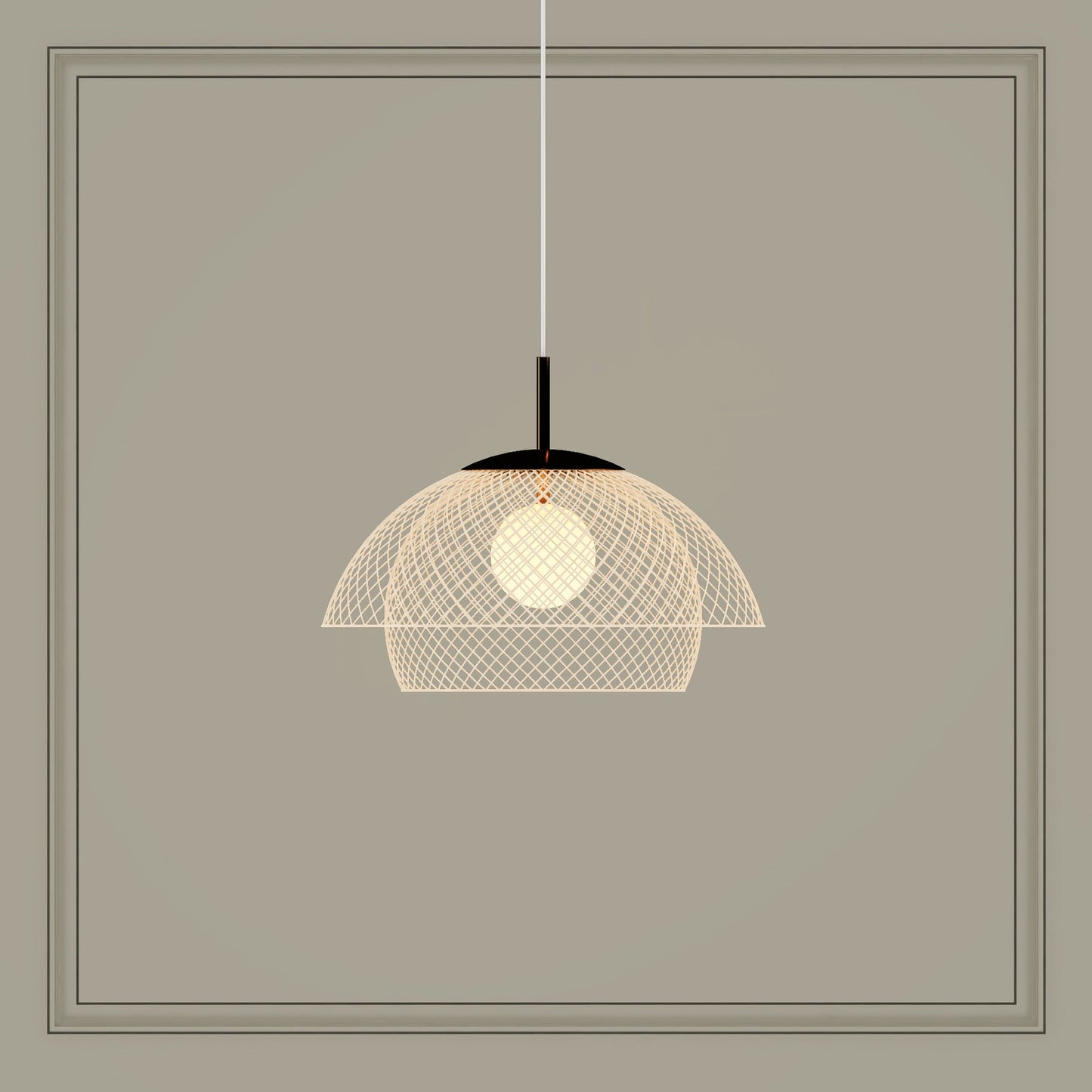 Traditional Japanese Rattan Net Hardware 1 - Light Pendant Light For Dining Room