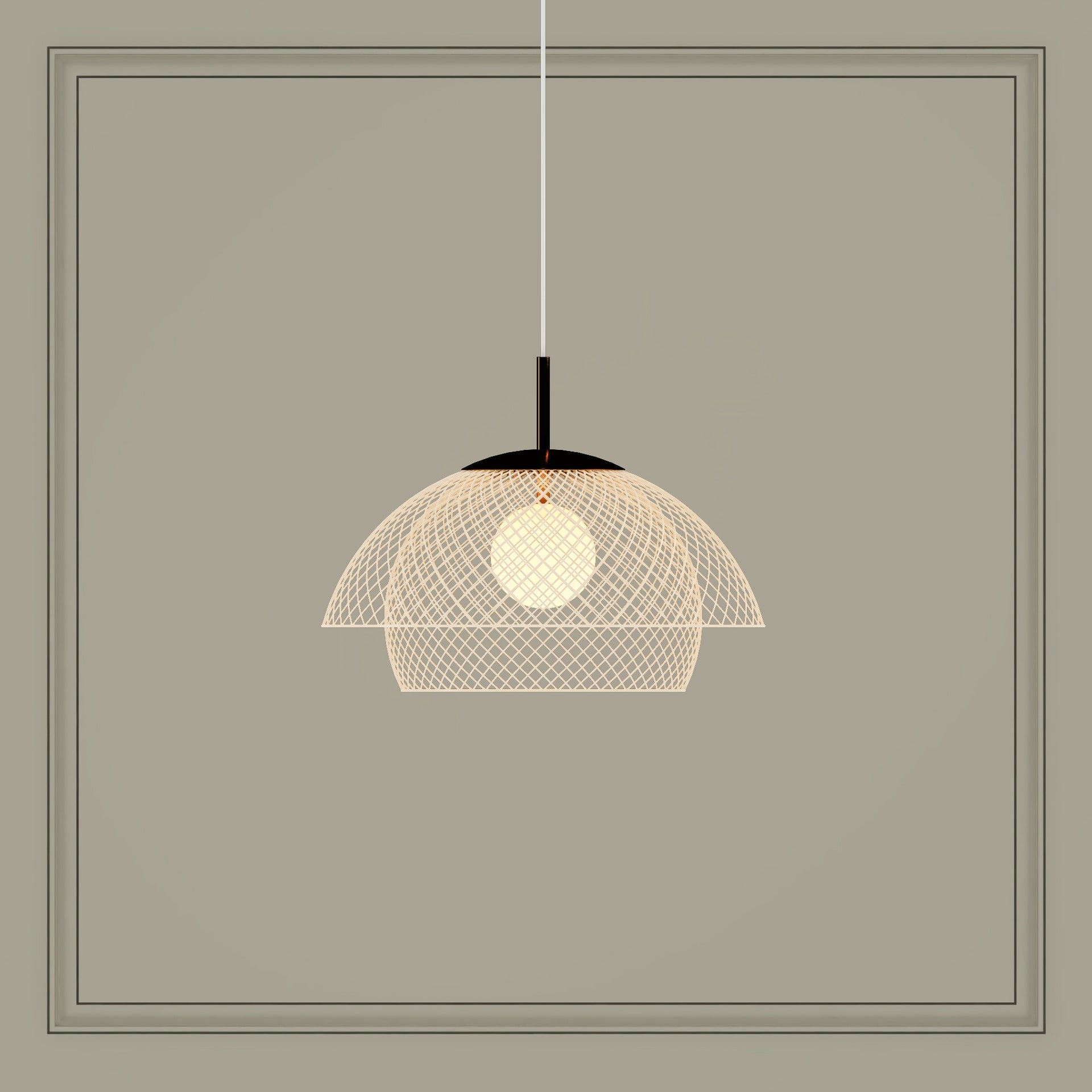 Traditional Japanese Rattan Net Hardware 1 - Light Pendant Light For Dining Room