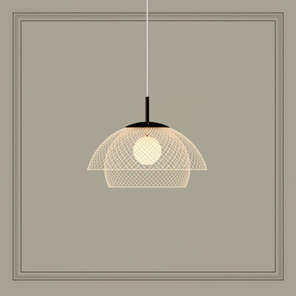 Traditional Japanese Rattan Net Hardware 1 - Light Pendant Light For Dining Room