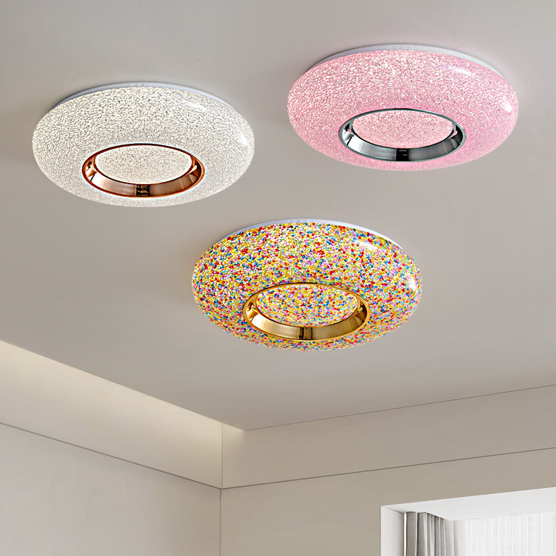 Contemporary Nordic Round Metal Acrylic LED Flush Mount Ceiling Light for Bedroom