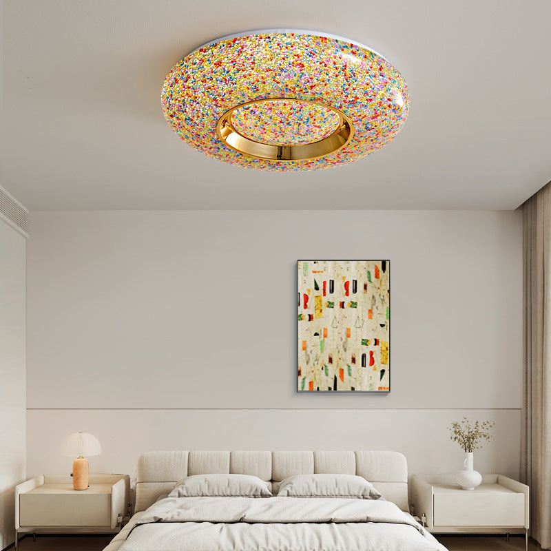 Contemporary Nordic Round Metal Acrylic LED Flush Mount Ceiling Light for Bedroom