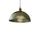 Contemporary Nordic Hat Shape Stripe Glass Brass 1 - Light Pendant Light for Living Room Lumendat