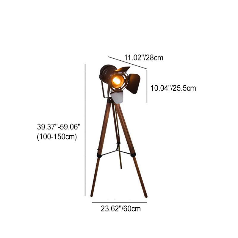 Contemporary Creative Camera Iron Wood 1 - Light Standing Floor Lamp For Living Room Lumendat