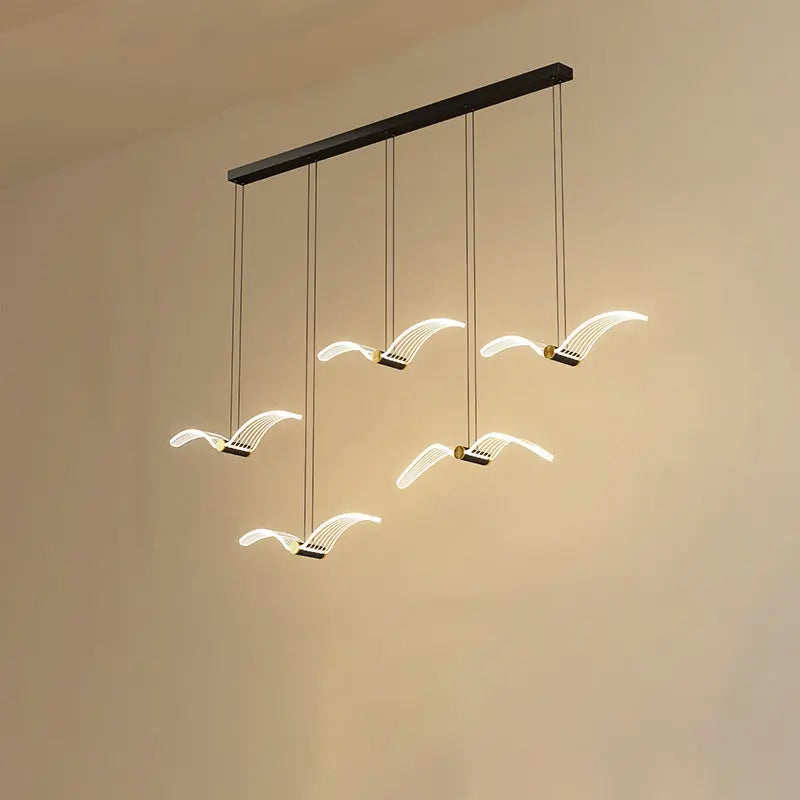 Contemporary Creative Seagull Iron Acrylic LED Pendant Light for Dining Room Lumendat
