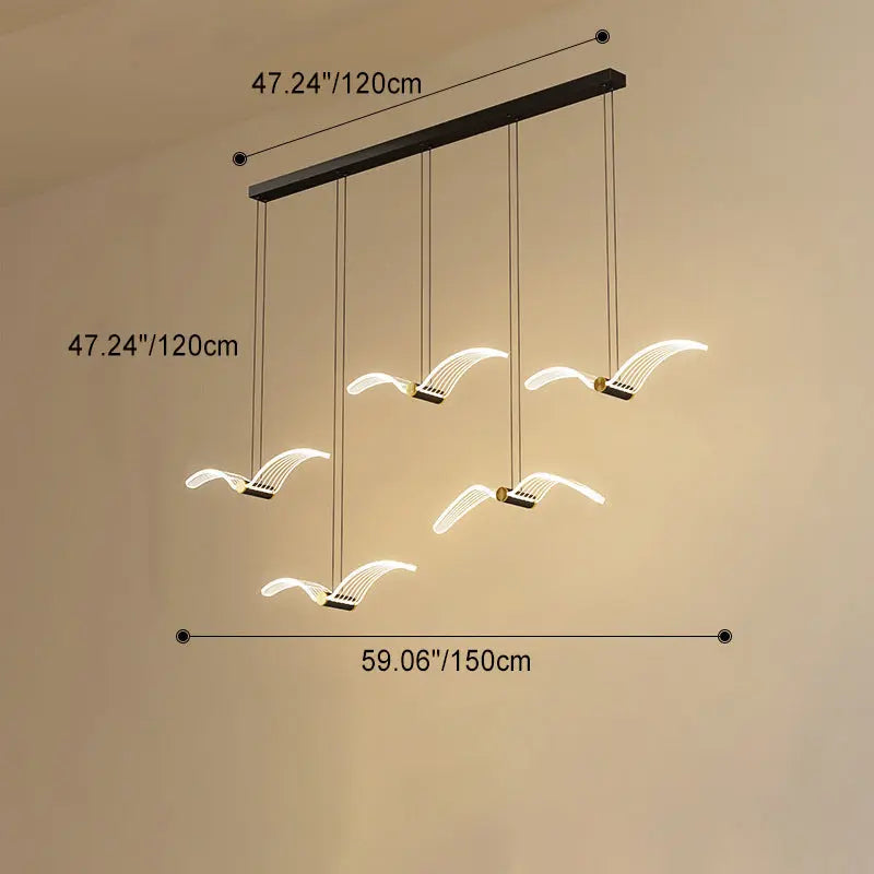 Contemporary Creative Seagull Iron Acrylic LED Pendant Light for Dining Room Lumendat