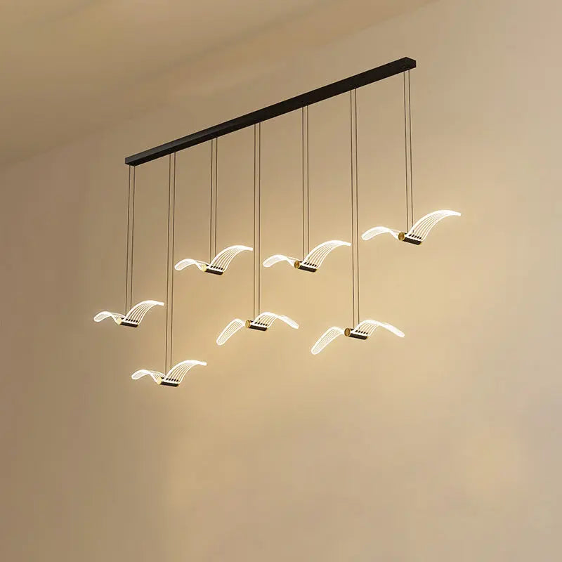 Contemporary Creative Seagull Iron Acrylic LED Pendant Light for Dining Room Lumendat