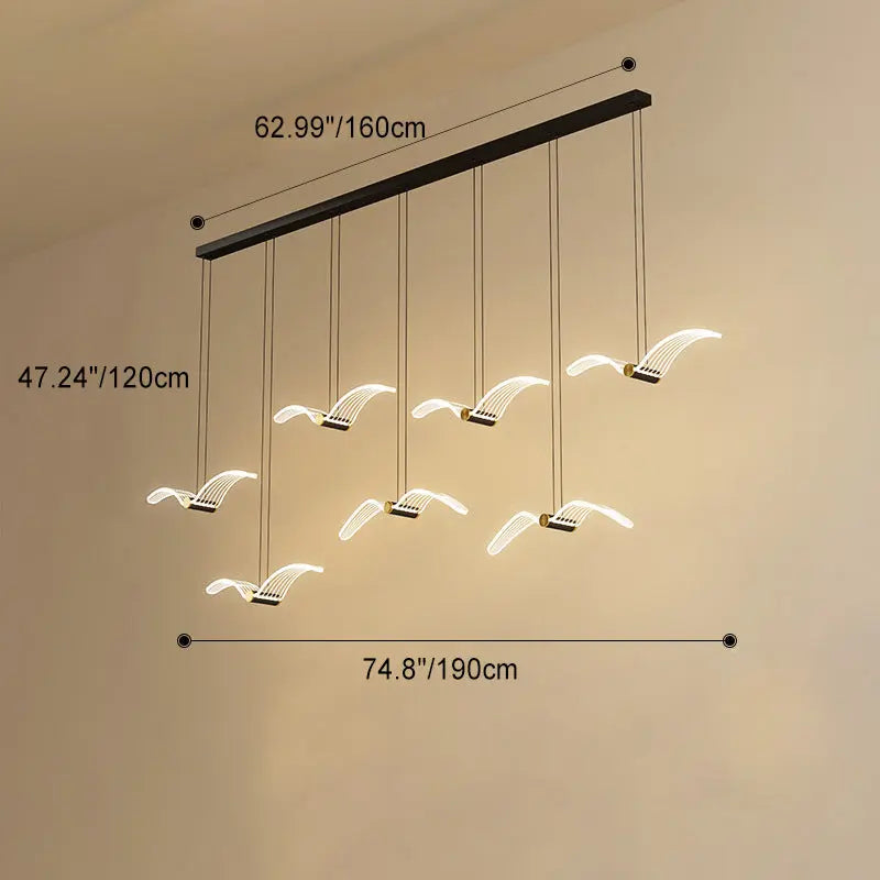 Contemporary Creative Seagull Iron Acrylic LED Pendant Light for Dining Room Lumendat