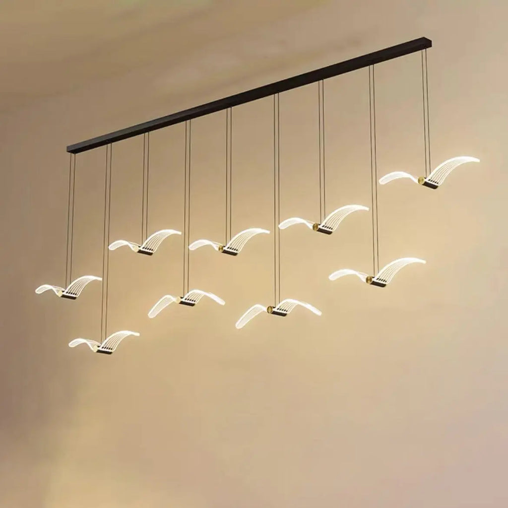 Contemporary Creative Seagull Iron Acrylic LED Pendant Light for Dining Room Lumendat