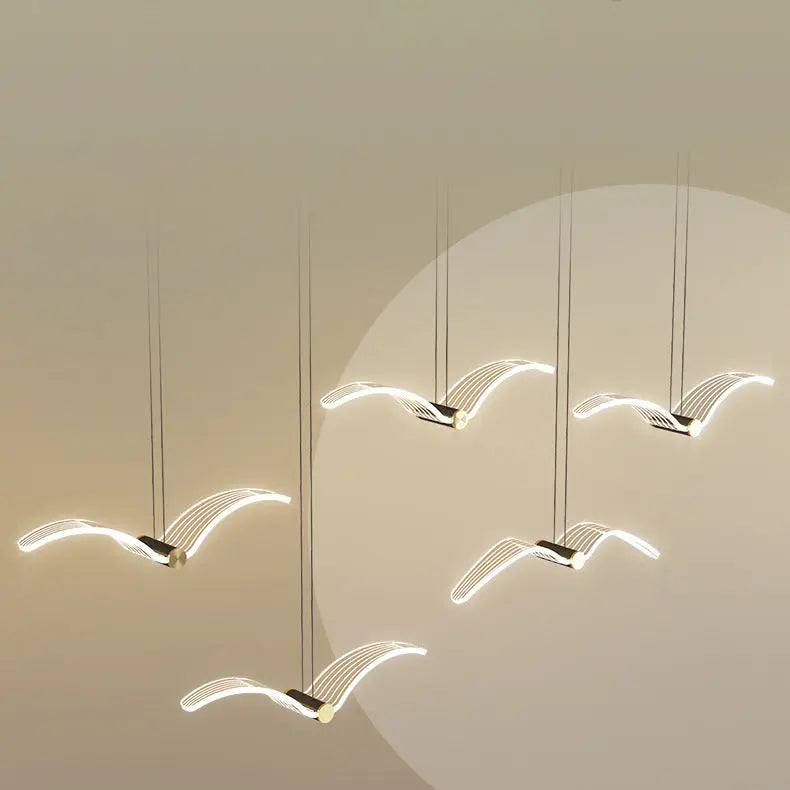 Contemporary Creative Seagull Iron Acrylic LED Pendant Light for Dining Room Lumendat
