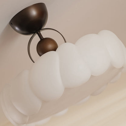 Contemporary Retro Cloud Dome Iron Acrylic LED Semi-Flush Mount Ceiling Light For Bedroom