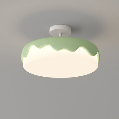 Contemporary Nordic Cake Shape Dome Resin Acrylic LED Semi-Flush Mount Ceiling Light For Bedroom
