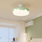 Contemporary Nordic Cake Shape Dome Resin Acrylic LED Semi-Flush Mount Ceiling Light For Bedroom