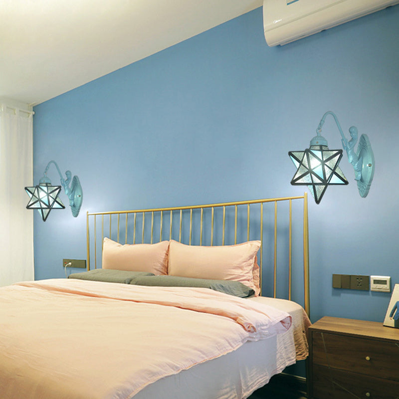 Traditional Tiffany Hardware Glass Pattern 1 - Light Wall Sconce Lamp For Bedroom