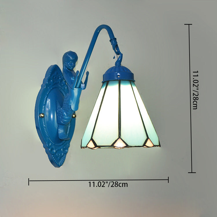 Traditional Tiffany Hardware Glass Pattern 1 - Light Wall Sconce Lamp For Bedroom