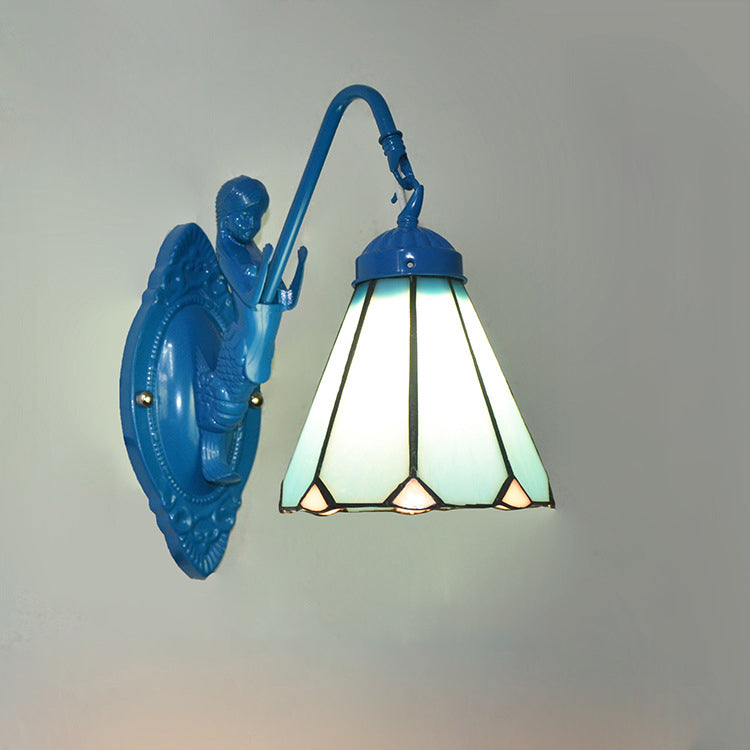 Traditional Tiffany Hardware Glass Pattern 1 - Light Wall Sconce Lamp For Bedroom