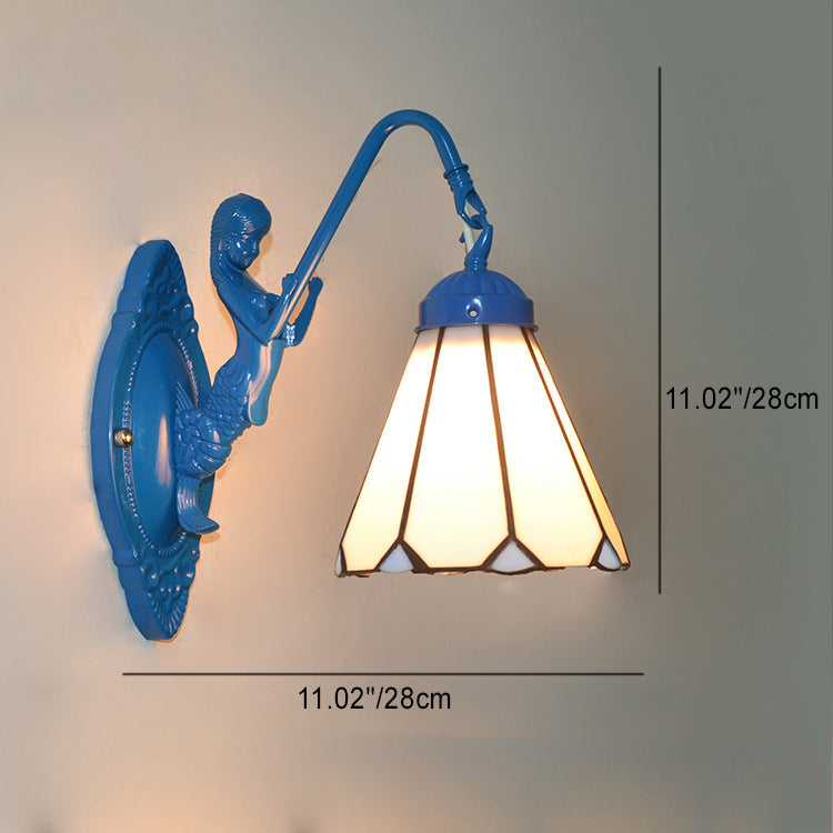 Traditional Tiffany Hardware Glass Pattern 1 - Light Wall Sconce Lamp For Bedroom