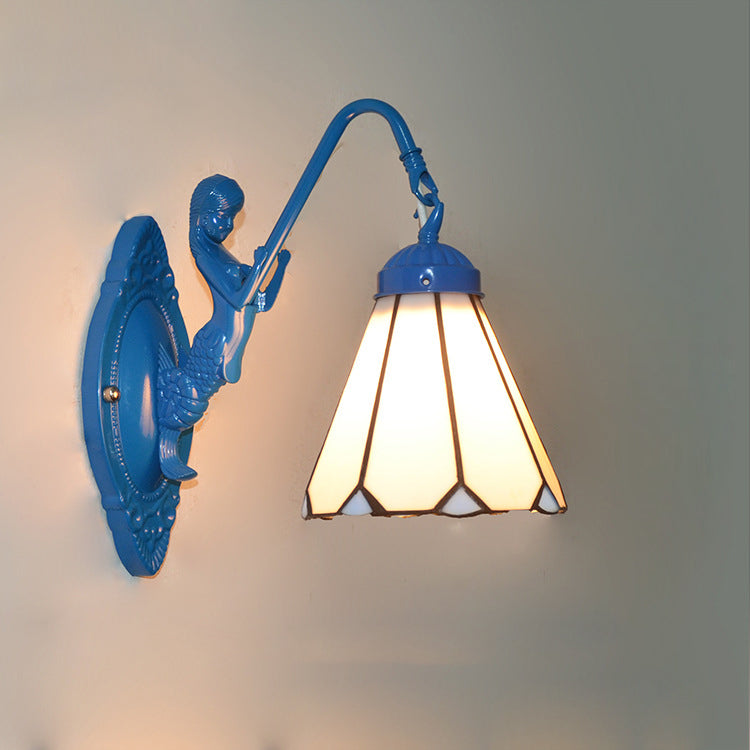 Traditional Tiffany Hardware Glass Pattern 1 - Light Wall Sconce Lamp For Bedroom