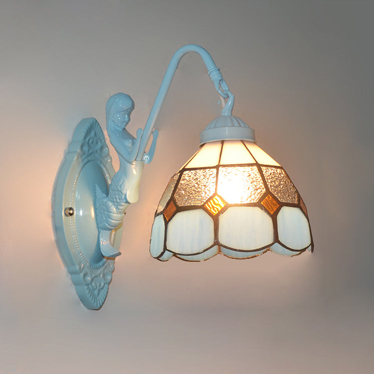Traditional Tiffany Hardware Glass Pattern 1 - Light Wall Sconce Lamp For Bedroom