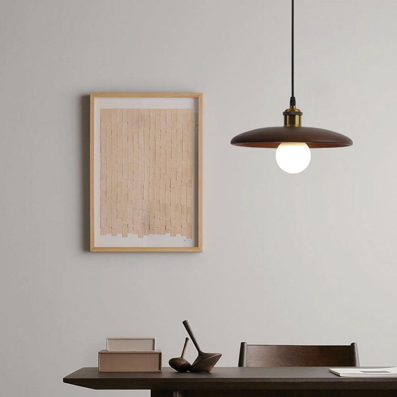 Traditional Chinese Umbrella Aluminum Solid Wood 1 - Light Pendant Light for Dining Room BulbSquare