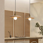 Traditional Chinese Umbrella Aluminum Solid Wood 1 - Light Pendant Light for Dining Room BulbSquare
