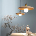 Traditional Chinese Umbrella Aluminum Solid Wood 1 - Light Pendant Light for Dining Room BulbSquare