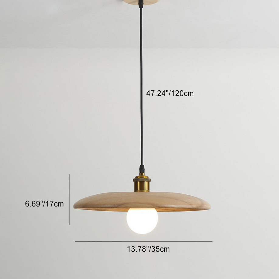 Traditional Chinese Umbrella Aluminum Solid Wood 1 - Light Pendant Light for Dining Room BulbSquare