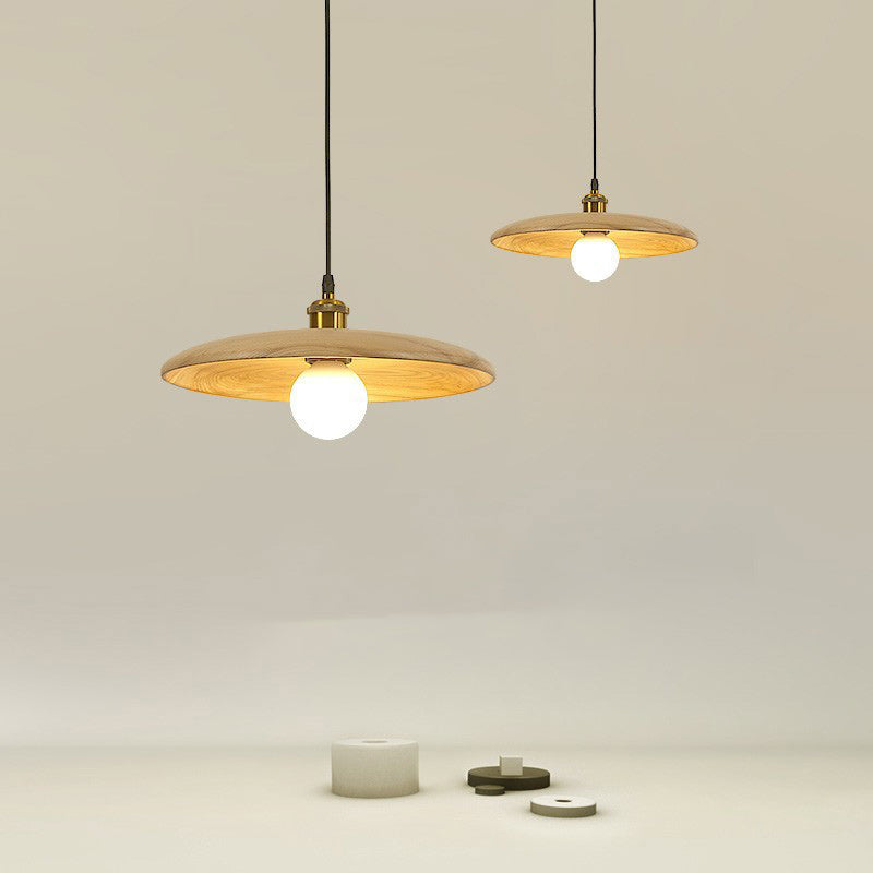 Traditional Chinese Umbrella Aluminum Solid Wood 1 - Light Pendant Light for Dining Room BulbSquare