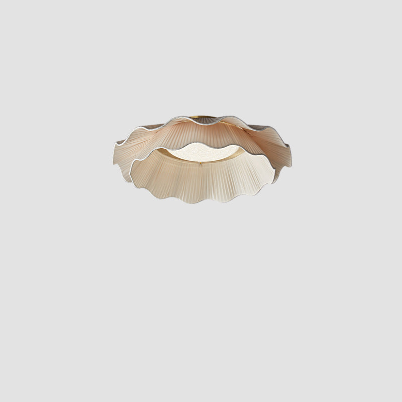 Contemporary Nordic Stripe Cloud Copper Hardware Fabric LED Flush Mount Ceiling Light For Bedroom