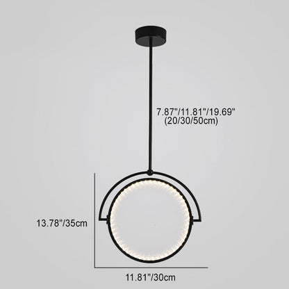 Modern Art Deco Round Reversible Acrylic Iron LED Pendant Light For Dining Room