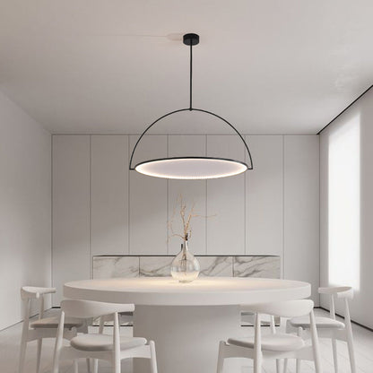 Modern Art Deco Round Reversible Acrylic Iron LED Pendant Light For Dining Room