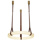 Contemporary Nordic Round Leather Copper Imitation Marble LED Chandelier for Living Room BulbSquare