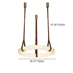 Contemporary Nordic Round Leather Copper Imitation Marble LED Chandelier for Living Room BulbSquare