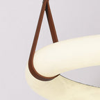 Contemporary Nordic Round Leather Copper Imitation Marble LED Chandelier for Living Room BulbSquare