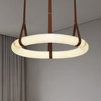 Contemporary Nordic Round Leather Copper Imitation Marble LED Chandelier for Living Room BulbSquare