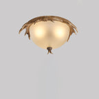 Contemporary Retro Antler Round Resin Iron Glass LED Flush Mount Ceiling Light for Bedroom